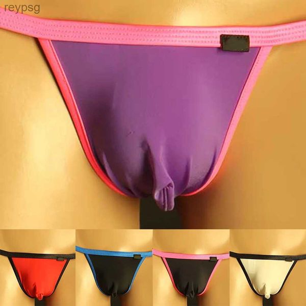 Kılavuzlar Külot Sıcak Erkek Lingingerie T-Back Tesap Teşhaller Buz İpek G-Strings İç çamaşırları Eşcinsel Bikini Erotik Hombre Erkek UNKANLAR YQ240215