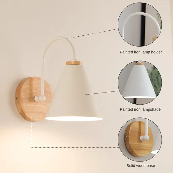 Lampada da parete Plafoniere semplici per camera da letto Lampade da comodino Soggiorno nordico Bagno Corridoio Studio Sfondo Luce LED curva