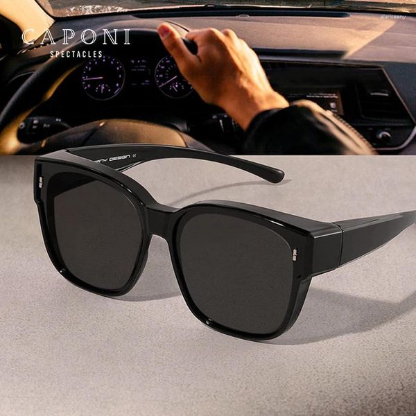 Солнцезащитные очки CAPONI подходят для мужчин, поляризационные TR-90 с антибликовым покрытием, оптические мужские очки, классические очки UV400, CP3091