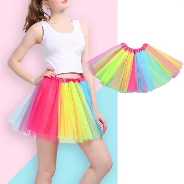 Gonne Delle Donne Della Caramella Colorata Tutù di Tulle Mezza Gonna Carnevale Mardi Gras Partito Puffy Breve Ragazze Gonne Y2k Vestiti Sfilata di Costumi