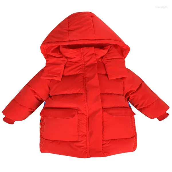 Down Ceket Kış Çocukları Pamuk Kalınlaştırıcı Kızlar Kapşonlu Snowsuit Moda Su Geçirmez Kız Bebek Kız Wadded Ceket