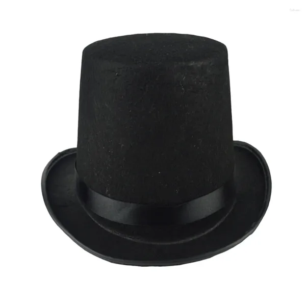 Berretti Cappello a bombetta nero Accessorio per costume da mago per uomo Cappelli a cilindro per feste fantasia per adulti