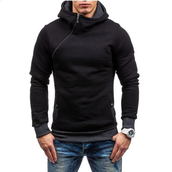 MRMT Marke Herren Hoodies Sweatshirts Schlank Pullover Herren Hoody Sweatshirt für Männer Diagonal Zipper Mann Kapuze Sweatshirt 240126