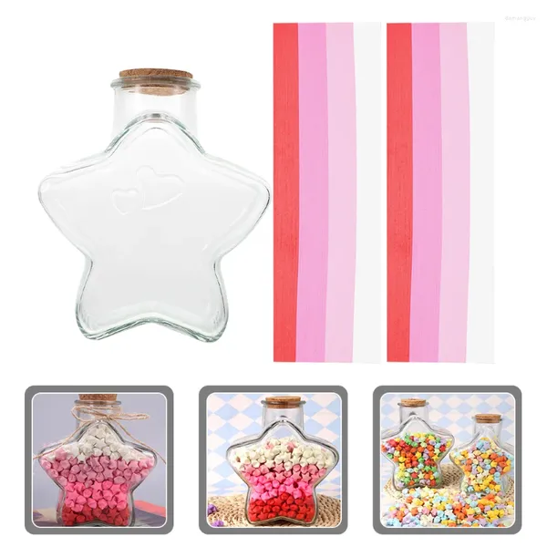 Aufbewahrungsflaschen Sternförmige Flasche Origami-Papierstreifen Glasbevorzugungsglas Korkdeckel DIY Kleine Wunschnachricht Drift Candy