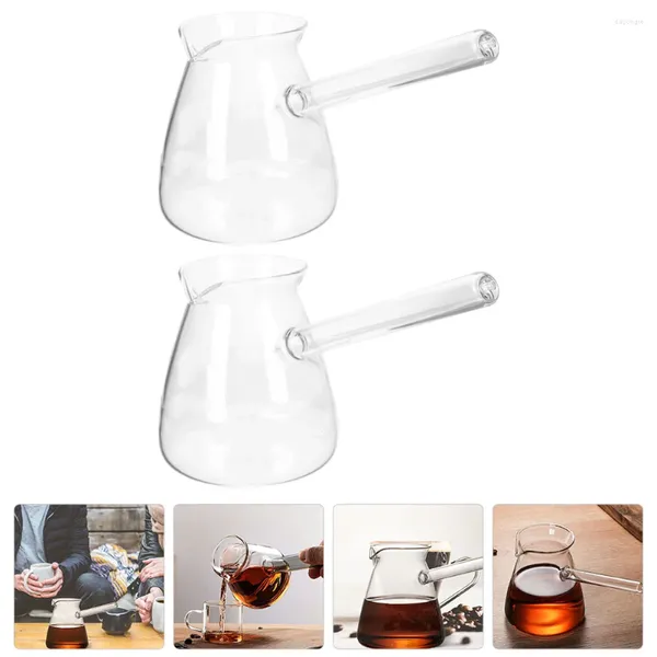 Geschirr-Sets 2 Stück Espressomaschine Glas Milchkännchen Haushalt Teekanne Schokolade Handheld hitzebeständiger Seitengriff