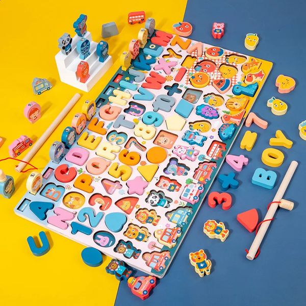 Tongyuefun montessori educacional quebra-cabeça de madeira brinquedos matemática contagem forma cores combinar quebra-cabeça magnético crianças presentes 240202