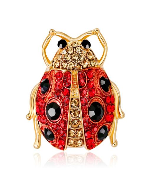 Joaninha Coccinella Beetle Broche PinRed Preto Austríaco Cristal Joaninha Broche para Mulheres039s em Cristal Vermelho Strass3810483