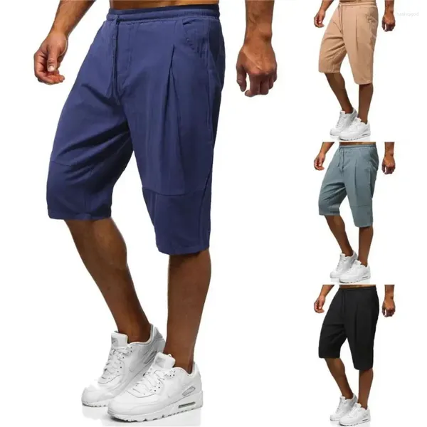 Мужские шорты-бермуды 2024, мужские летние легкие повседневные свободные хлопковые дышащие повседневные брюки с завязками на шнурке
