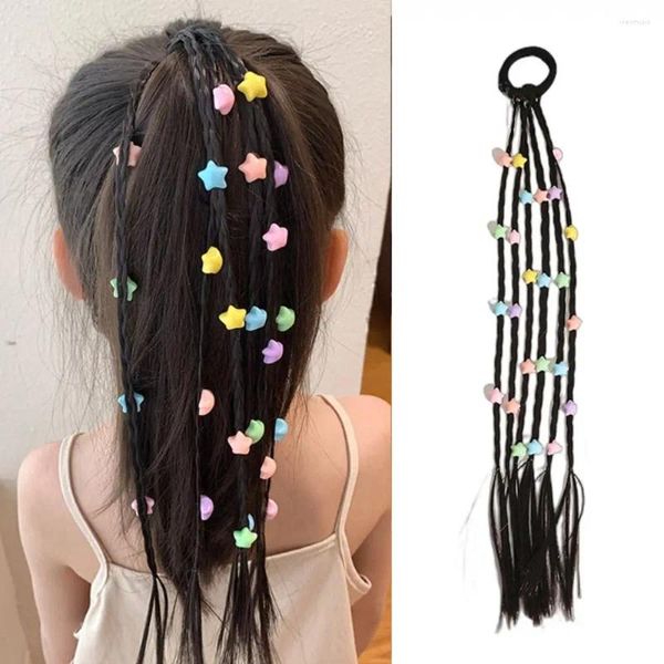 Accessori per capelli Decor Bambini Trecce da boxe naturali Parrucca Ragazze Coda di cavallo sintetica Parrucche colorate con cravatta intrecciata