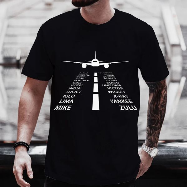 Männer Frauen T-Shirts Sommer Harajuku Phonetische Alphabet Pilot Flugzeug Lustige Luftfahrt Tees Paar Streetwear Kleidung Y2K Tops 240202