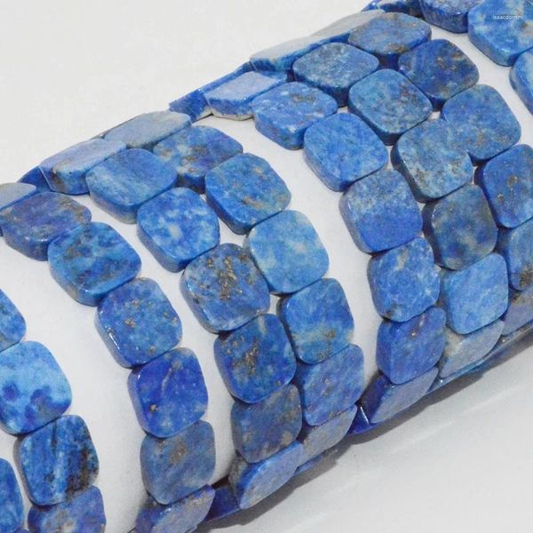 Bracciale con perline piatte quadrate di lapislazzuli azzurro, qualità semplice, pietre preziose sciolte, 12 mm, senza trattamento Colot