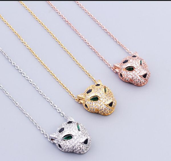 Nuovo set di orecchini a bottone con collana con ciondolo leopardato Gioielli alla moda personalizzati Smalto placcato in rame Accessori Hiphop Rock Punk