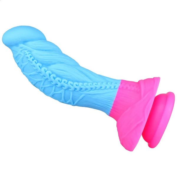 Miami Color Silikondildo, großer Dildo, Sexspielzeug für Frauen mit dicker Eichel, echter Dong mit kraftvollem Saugnapf, steifer Schwanz, 240130