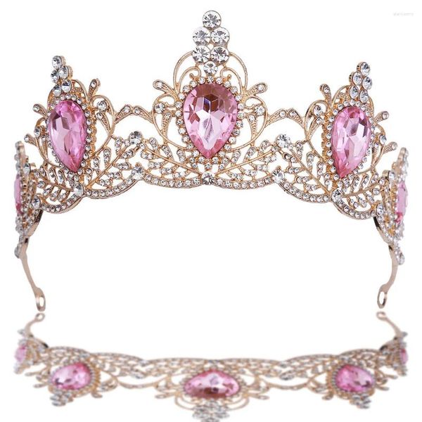 Заколки для волос KMVEXO, свадебная тиара в стиле барокко, кристалл, розовая свадебная корона, диадема, вуаль, диадемы, аксессуары для вечеринок, головные уборы, украшения на голову