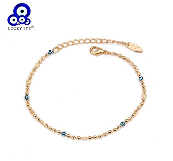 Schmuckzubehör ModeschmuckFußkettchen Glücksauge Blau Türkisches Böses Auge Fußkettchen Gold Silber Farbe Perlen Fußkette Knöchelarmband3585278