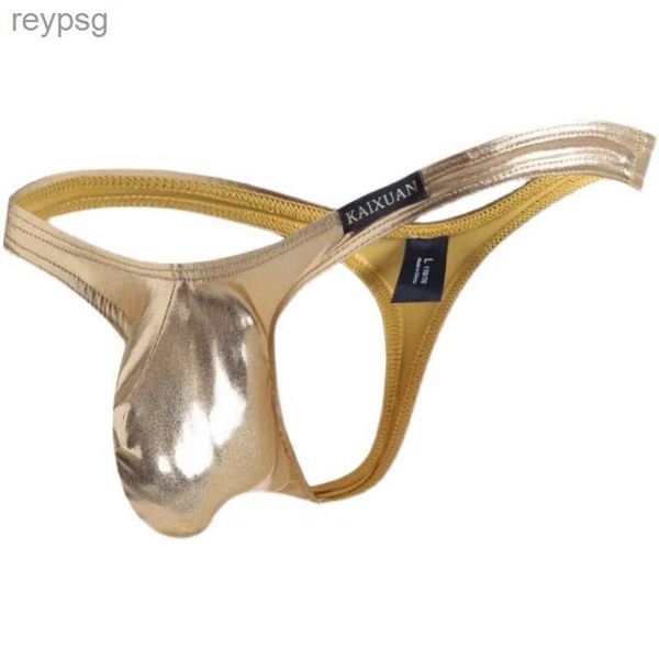 Cuecas calcinha masculina tanga juventude cintura baixa sexy legal imitação de couro boate passarela musculação convexo grande saco t calças gay yq240215