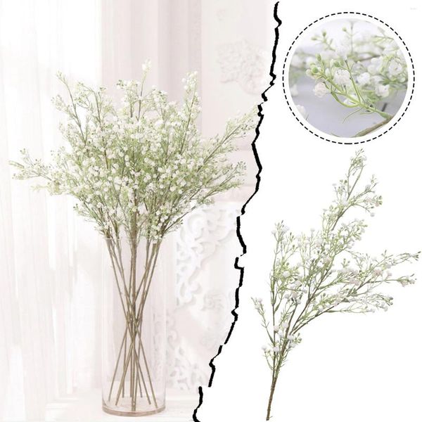 Flores decorativas brancas flor falsa babys respiração gypsophila buquê de seda casamento casa decoração do quarto sabe para o dia dos namorados