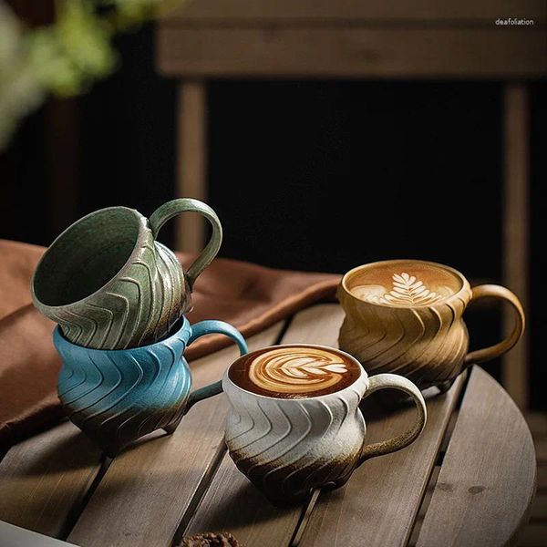 Tazze Tazza in ceramica retrò da 290 ml Il forno creativo si trasforma in una tazza di caffè di alta bellezza Coppia personalizzata di latte a strisce premium