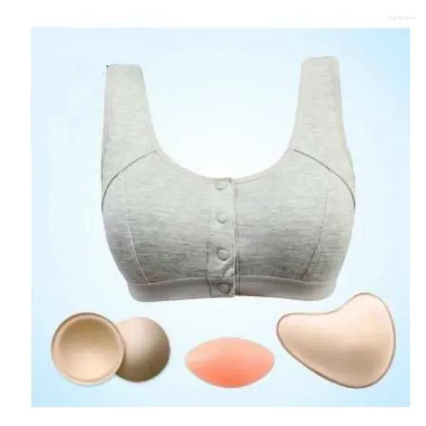 Bras mamário pós -operatório Câncer de sutiã Push up lingerie algodão artificial Padd sem aço de aço bolso d1012