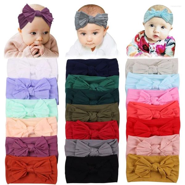 Saç aksesuarları 1 adet kız bebek için yumuşak elastik kafa bandı bükülme bow pamuklu bant doğumlu geniş türban bantları