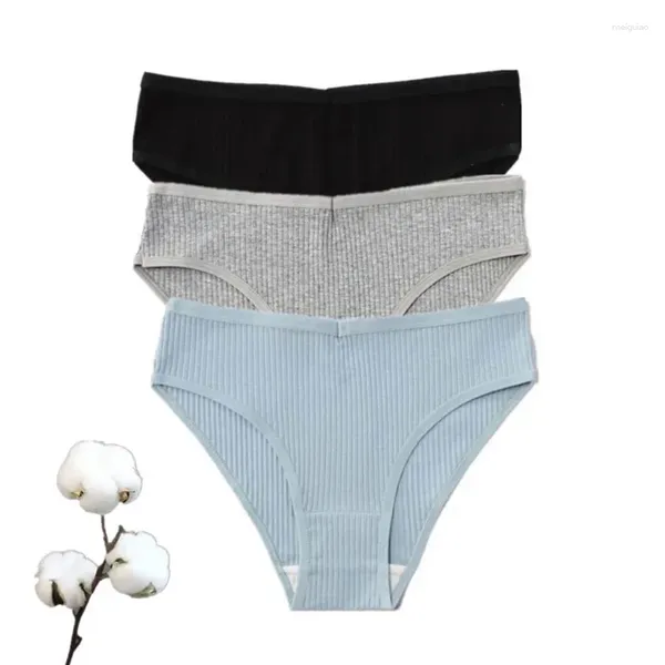 Kadın Panties 3pcs Kadınlar için Basit Pamuk İç Çamaşır Çıkarılmış Düz Renk Konforu Kılavuzları Bayanlar Elastik Nefes Alabilir Spor Bikini M-XXL