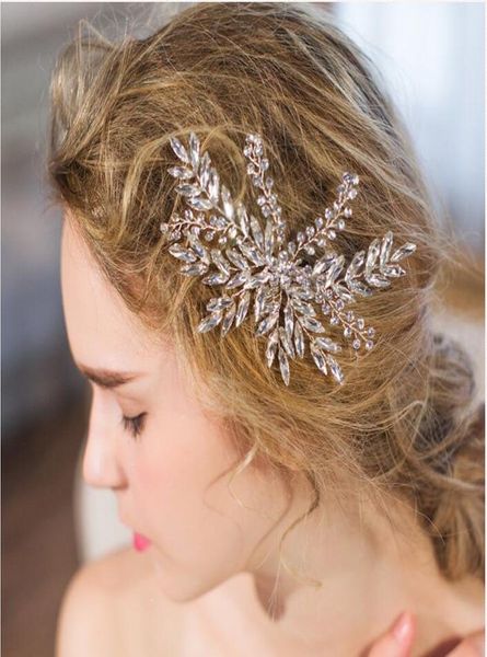 Fermaglio per capelli da sposa fatto a mano, accessori per la testa con perline di cristallo e diamanti SL32268639