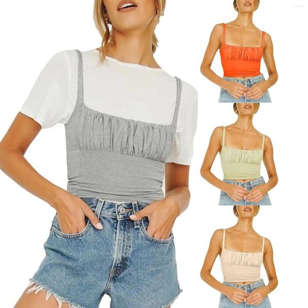 Женские майки с открытой спиной, сексуальная футболка с лямкой на шее и высокой талией, узкий маленький жилет, топ, совок, женская укороченная футболка, топы из вискозы