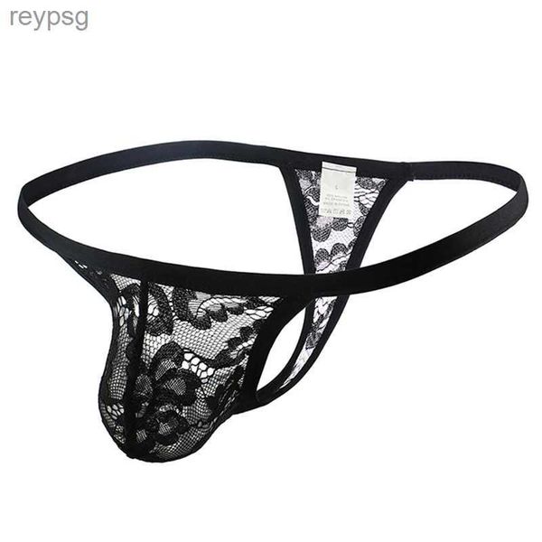 Cuecas Calcinhas CLEVER-MENMODE Mens Sexy Sheer Lace Cueca Transparente Floral Malha Thong Erótico Fetiche Sissy Gay Bikini Lingerie YQ240215