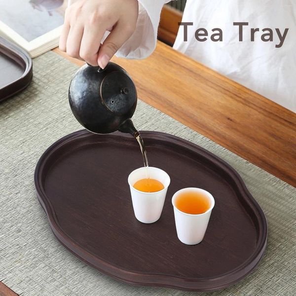 Tee Tabletts Tablett Walnuss Farbe Bambus servieren Erfrischungen Teller für Couchtisch Küche Wohnzimmer