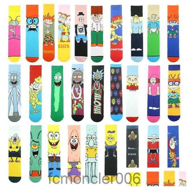 Herren Socken Männer Frauen Baumwolle Lustige Colorf Cartoon Charakter Glückliches Muster Kreative Calcetines Hombre Divertido Skarpetki Sokken Dhvhm PHMH