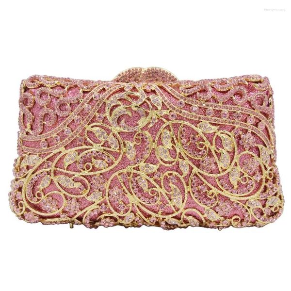 Sacos de noite KHNMEET Luxo Cristal Bolsa Rosa Diamante Embreagem Casamento Nupcial Prom Pochette SC922