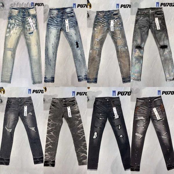 Herren Lila Jeans Designer Mode Distressed Ripped Bikers Damen Denim Cargo für Männer Schwarze Hosen Retro Streetwear Casual Jogginghose Designer Jogger Hose B9K6