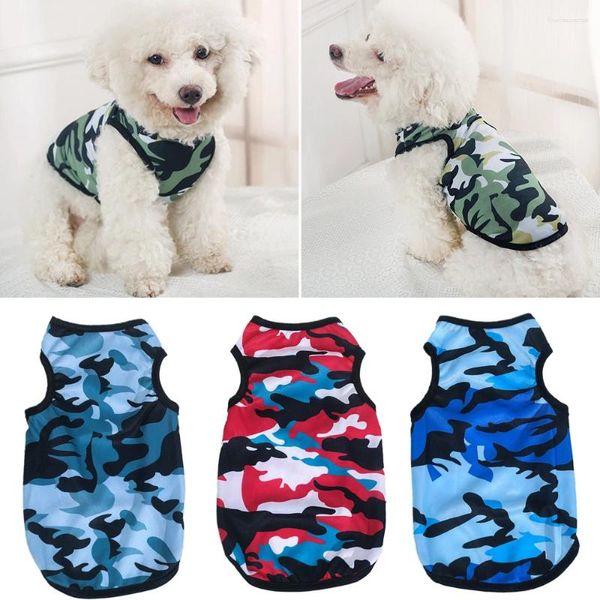 Abbigliamento per cani Gilet mimetico estivo Comodo protezione solare Vestiti per cuccioli T-shirt per cani di piccola taglia Semplice classico simpatico animale domestico