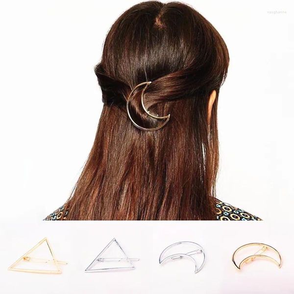 Fermagli per capelli 2024 Forcine a forma di luna Metallo Donna Lady Ragazze Triangolo Barrette Clip Accessori Decorazioni regalo