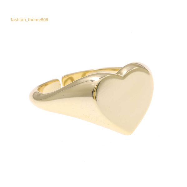 Daidan Rings Gold Verstellbare, leere, individuelle Siegel-Herzringe aus Sterlingsilber