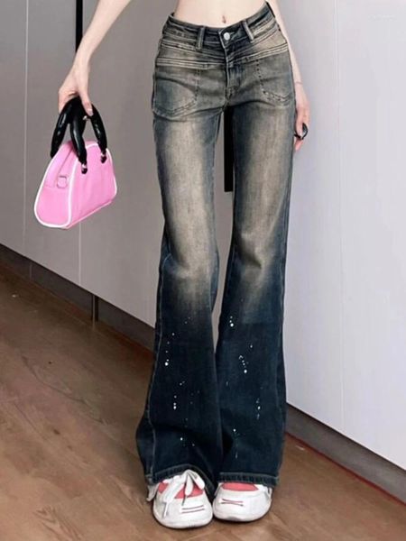 Frauen Jeans Streetwear Französisch Vintage Flare Frauen Koreanische Designer Hight Taille Retro Hosen Weibliche Herbst Denim Casual Baggy 2024