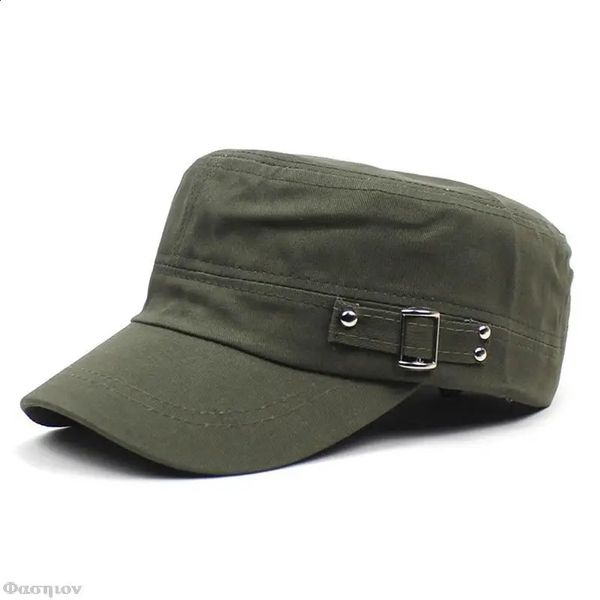 Berretto militare stile cadetto uomo donna colore puro cotone lavato flat top estate autunno cappello regolabile visiera chapeau 240130