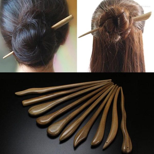 Grampos de cabelo vintage de alta qualidade vara escolha madeira natural sândalo artesanal étnico grampo de cabelo moda estilo chinês