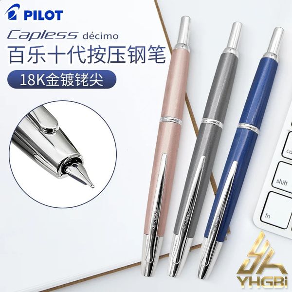 Перьевая ручка без колпачка Pilot Pen Decimo, оригинальная чернильная ручка с золотым пером 18 карат FCT-15SR, набор ручек, канцелярские товары для письма 240123