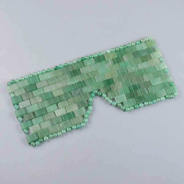 Pedras de Jade Natural Verde Aventurina Máscara Anti-Envelhecimento Massagem Eye Patch 1 Pcs Terapia Fria Cuidados Fadiga Beleza Calor Da Pele 240127