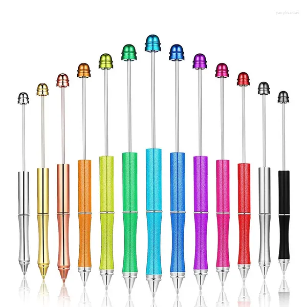 72pcs Metal Boncuk Pens Çeşitli Boncuk Beyaz Taşınır Çocuklar Hediye Kadın Öğrencileri Ofis Okulu Malzemeleri Sunuyor