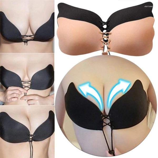 Sutiãs sexy sem costura sem fio adesivo vara sutiã sem alças push up mulheres lingerie sem costas invisível silicone bralette