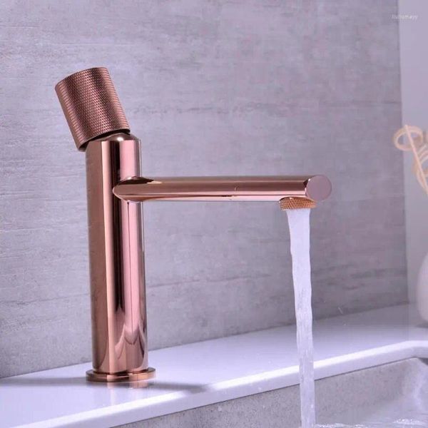 Rubinetti per lavandino del bagno Rubinetto per lavabo in oro rosa Rubinetto a cascata monoforo per acqua fredda e miscelatore