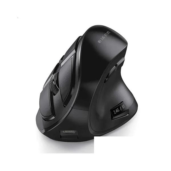 Ratos Seenda Recarregável Mouse Vertical Bluetooth 5.0 3.0 Sem Fio para Laptop PC Ipad 2.4G USB Ergonômico Gaming 240119 Drop Delivery C OTAQZ