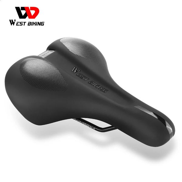 WEST BIKING Sella per bici MTB Sedile da strada di montagna PU Pelle Gel riempito Cuscino da ciclismo Comodo antiurto Bicicletta 240131