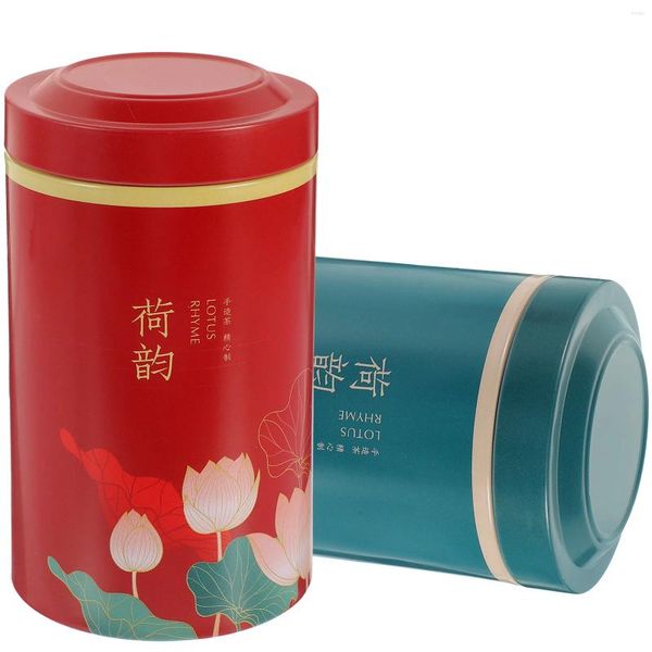 Garrafas de armazenamento 2 pcs recipiente de metal com tampa chá hermético pode casa lata de folha de flandres jarra de folha de chá
