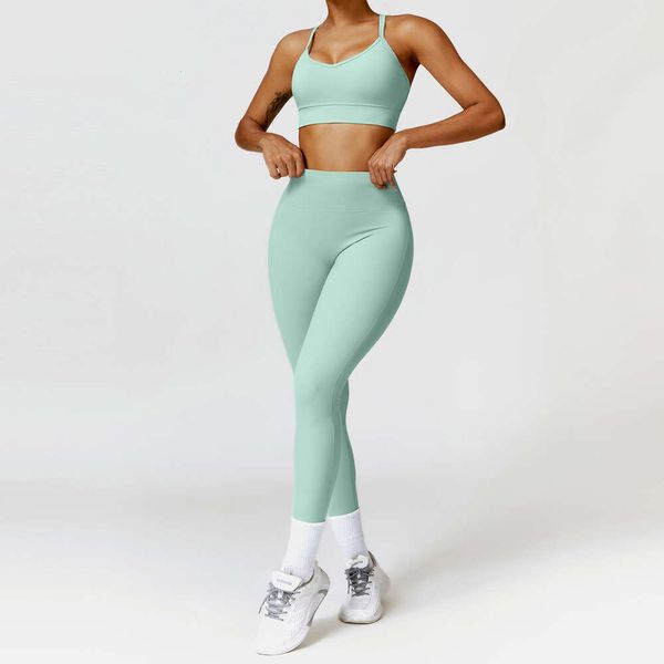 Lu Align Set Frauen Sport MODITIN Neue Ankunft Chic Gym Bh Tops Hohe Taille Nahtlose Leggings Hosen Casual Wear Zitrone LL Jogger Lu-08 2024