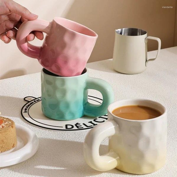 Кружки в скандинавском стиле с градиентом, керамическая кофейная чашка, сплошной цвет, кружка для чая, воды, молока, пара, подарок на день рождения для девочек, посуда для домашнего офиса