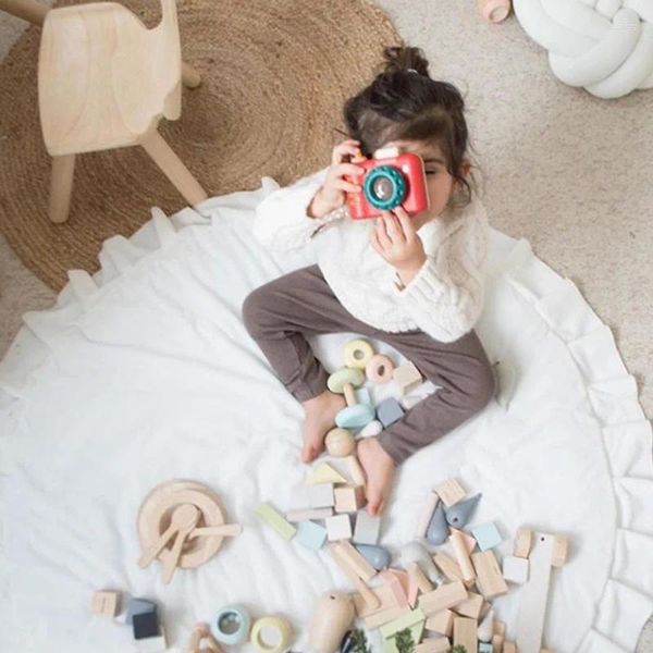 Tappeti Tappetino da gioco in cotone per bambini Morbido per gattonare Lavabile Coperta da gioco Tappetino da gioco per neonati Tappeto rotondo per attività per bambini Decorazioni per la casa