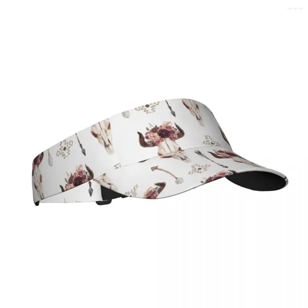 Berretti Cappello da sole estivo Visiera regolabile Protezione UV Top Vuoto Etnico Boho Toro Mucca Teschio Corno Floreale Sport Protezione solare